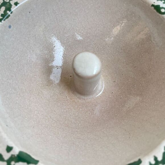 The Original Apple Baker Home Sponge Green On White Rim Redware Baking Dish - Picture 4 of 6